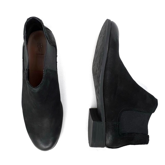Frye Mallory Chelsea Ankle Boots Black Nubuck Leather Distressed Size 6.5 EUC - Picture 10 of 10